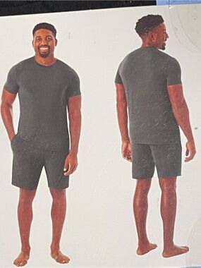Men's Pajama Set Short Sleeve Tee & Shorts Set - Black